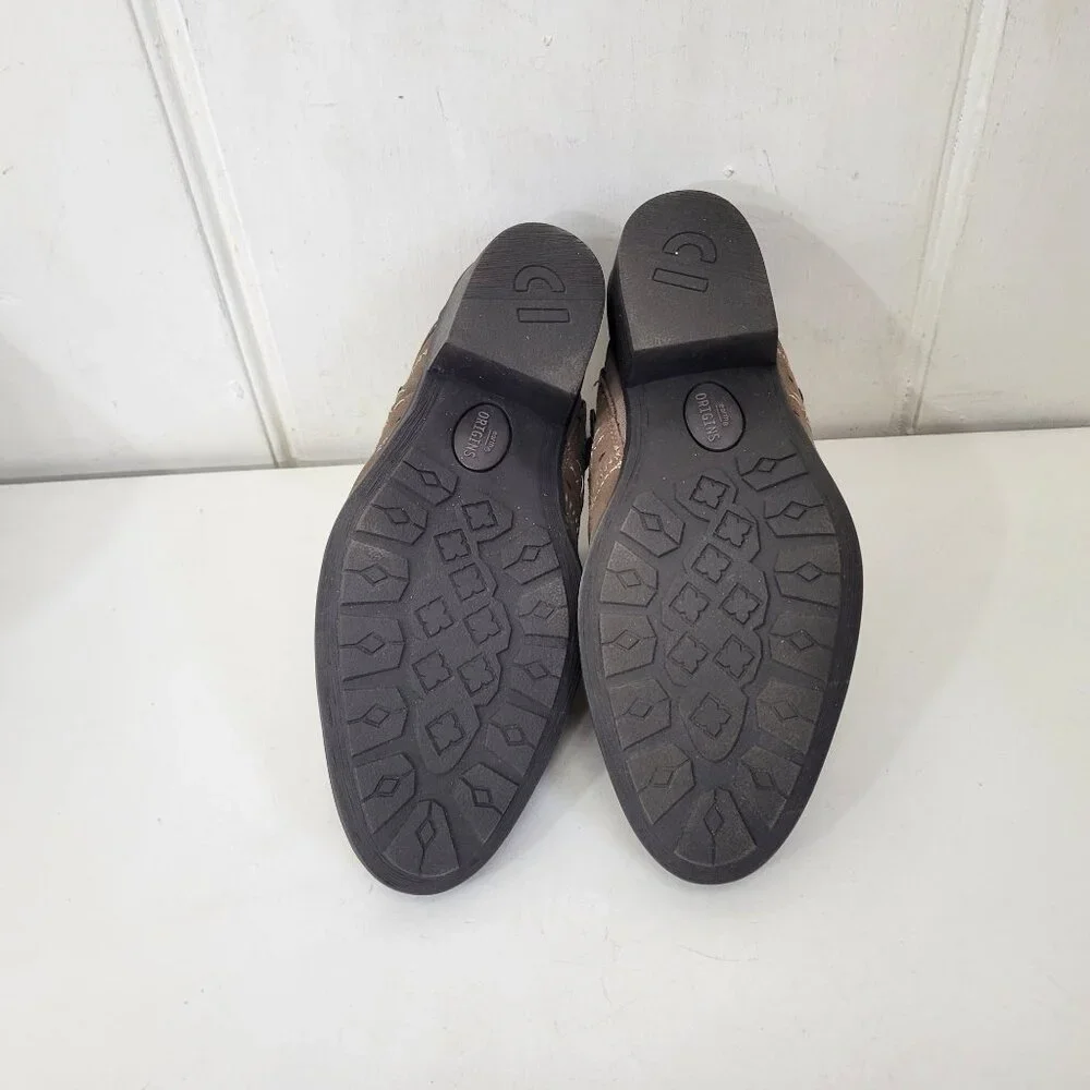 Earth Origins Brown Buckle Suede Clogs Women’s Size 10M With Embroidered Detaili - Picture 4 of 8